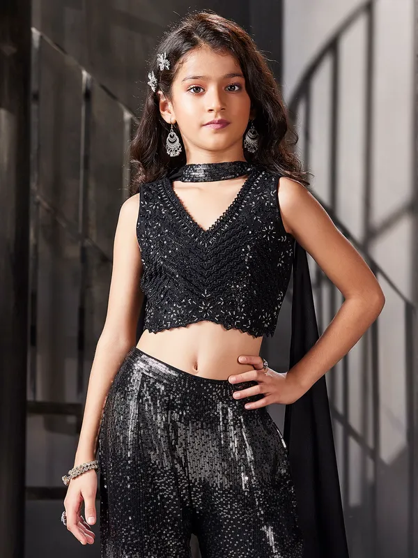 Georgette palazzo suit for girls in black