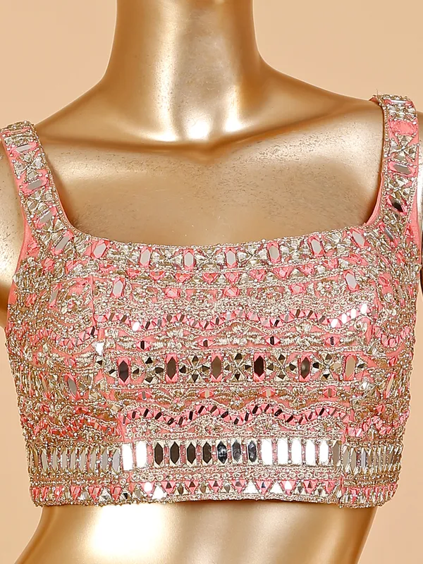 Georgette peach crop top style palazzo suit