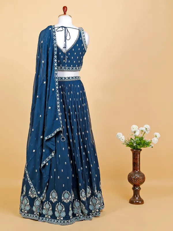 Georgette peacock blue lehenga choli