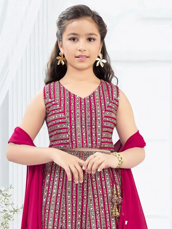 Georgette pink lehenga choli for girls