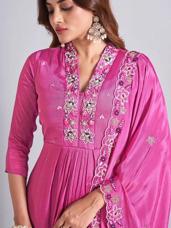 Georgette rani color salwar suit