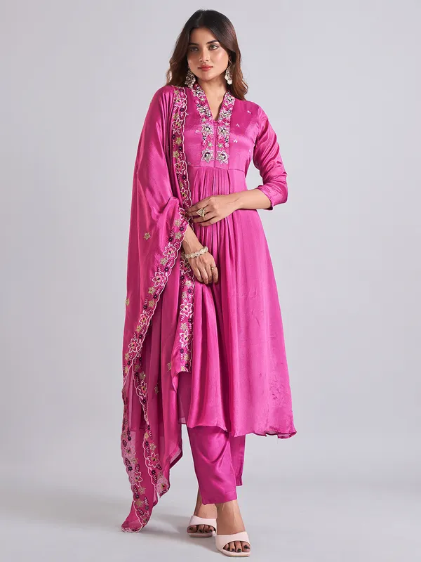 Georgette rani color salwar suit