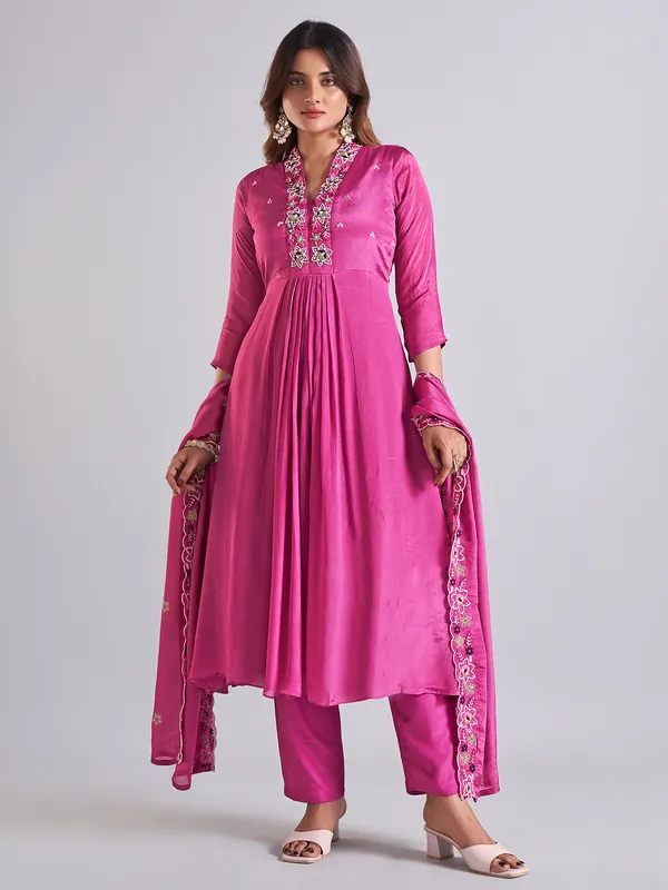 Georgette rani color salwar suit