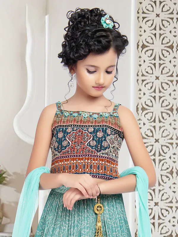 Georgette sea blue wedding wear lehenga choli