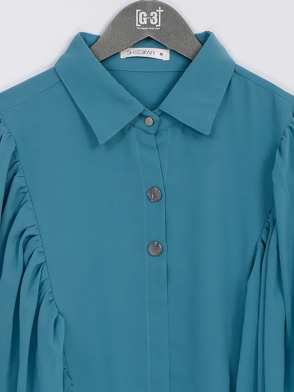 Georgette stone blue plain top