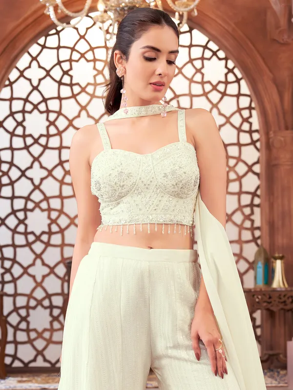 Georgette white palazzo suit for women