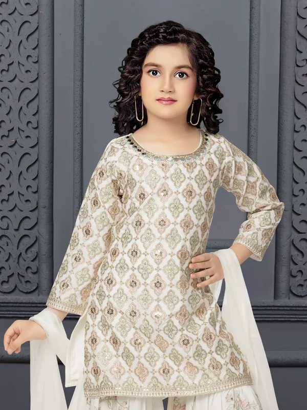 Georgette white sharara salwar suit