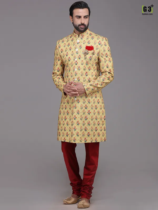 Georgette yellow haldi function indo western