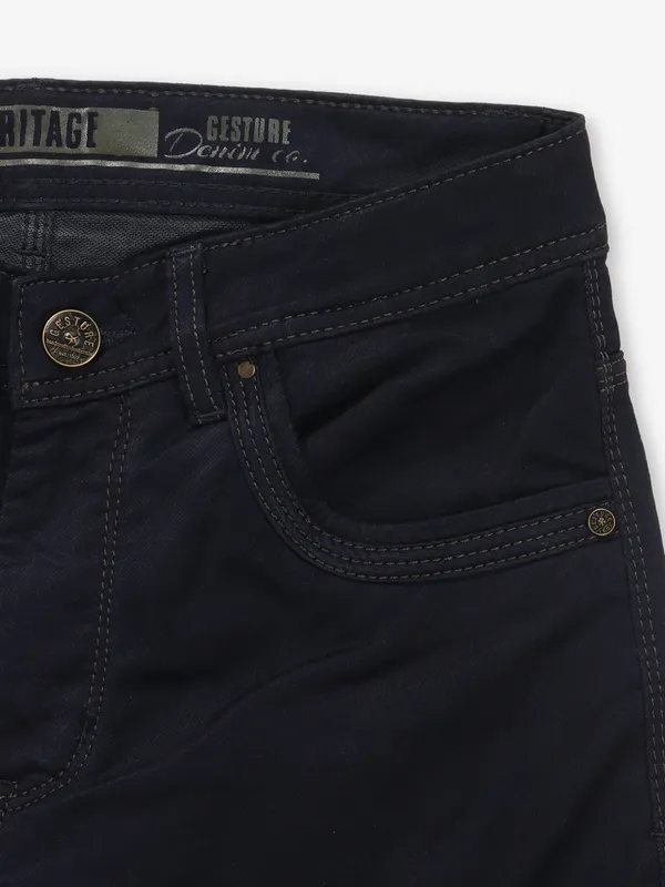 GESTURE dark blue solid denim jeans