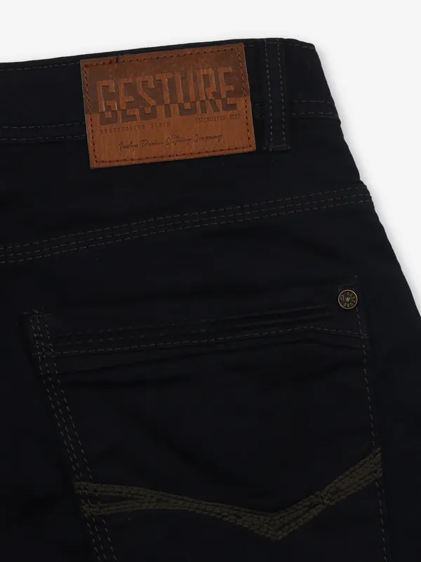 GESTURE dark blue solid denim jeans