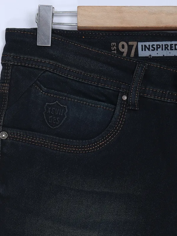 Gesture dark green shade slim fit jeans