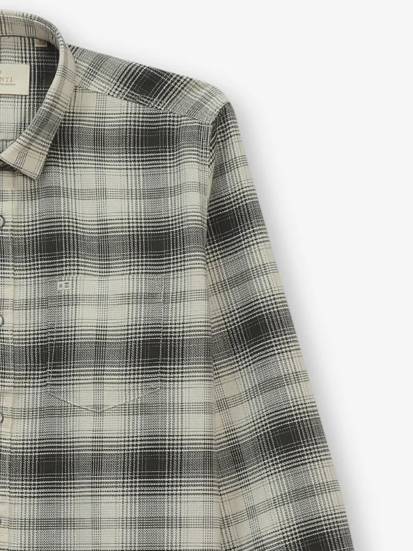GIANTI beige and black cotton casual shirt