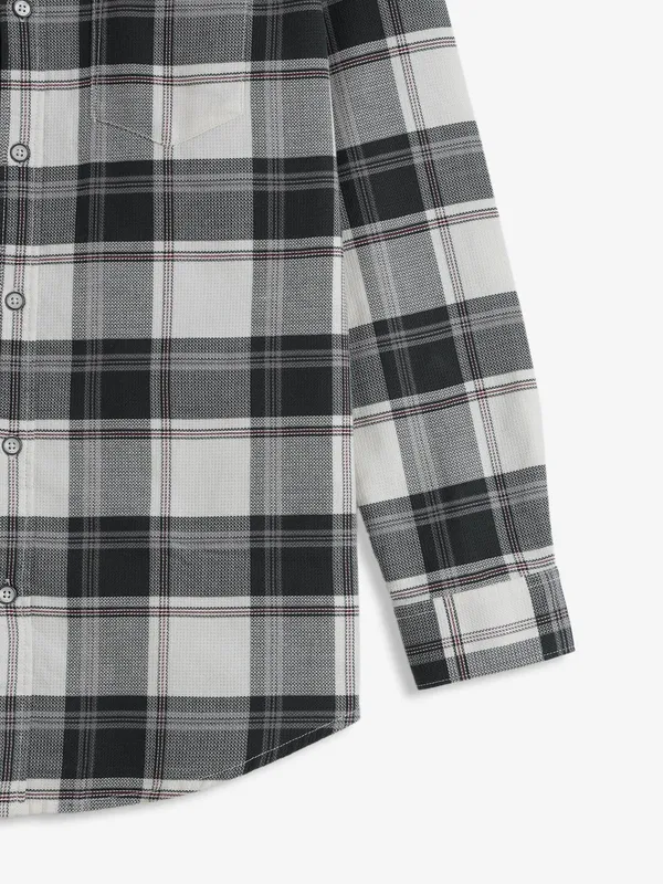 GIANTI beige and black cotton shirt with checks