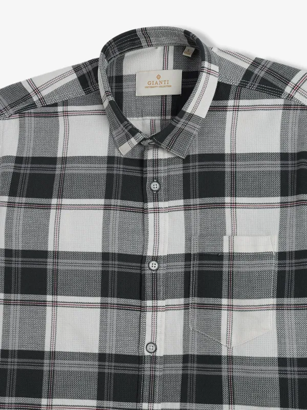 GIANTI beige and black cotton shirt with checks