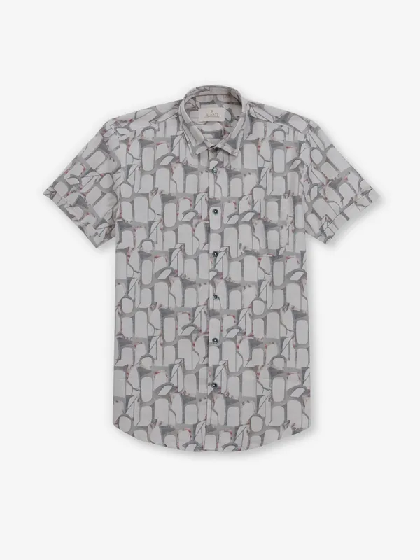GIANTI beige cotton casual shirt with print
