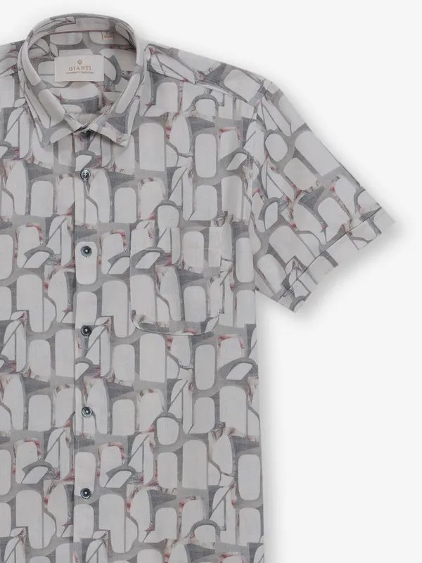 GIANTI beige cotton casual shirt with print