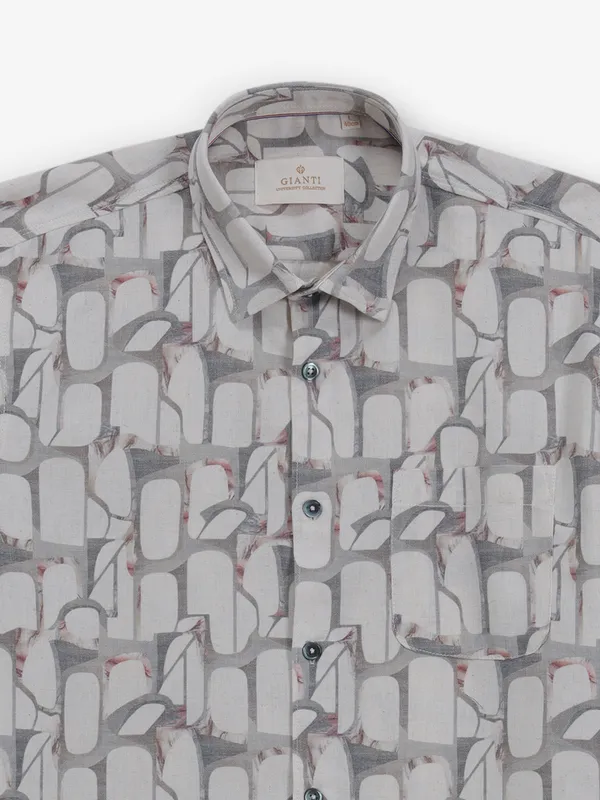 GIANTI beige cotton casual shirt with print