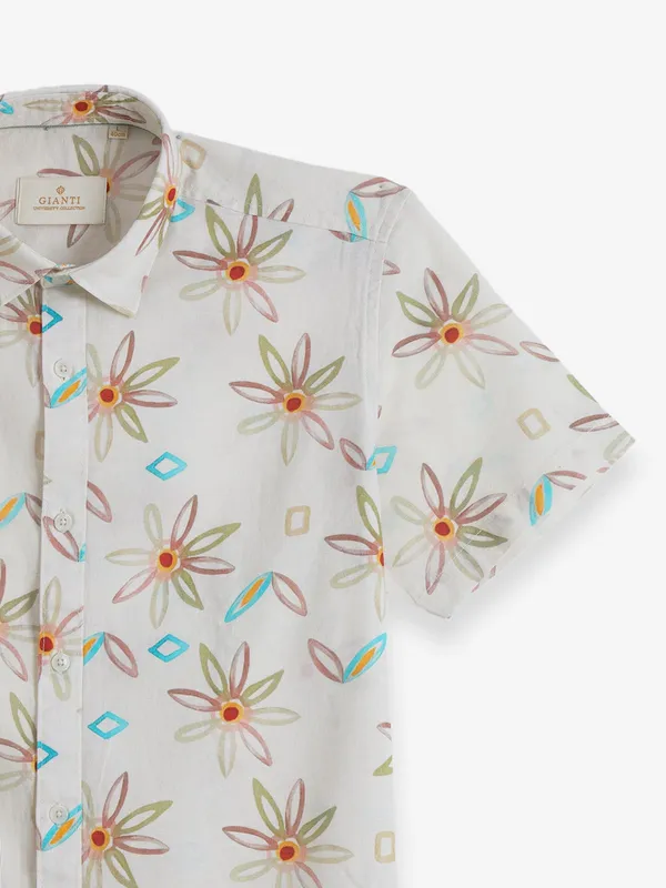 GIANTI beige cotton printed shirt