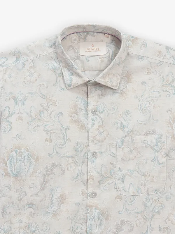 GIANTI beige printed cotton casual shirt for men