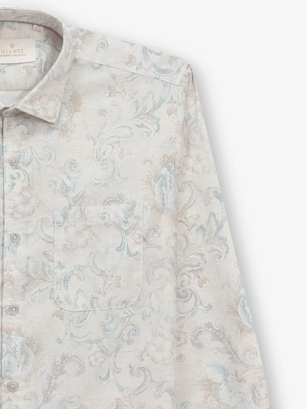 GIANTI beige printed cotton casual shirt for men