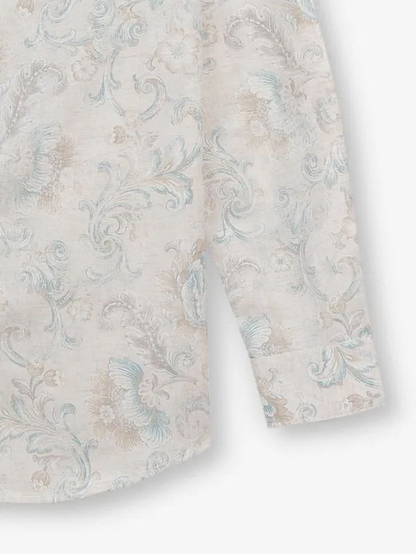 GIANTI beige printed cotton casual shirt for men