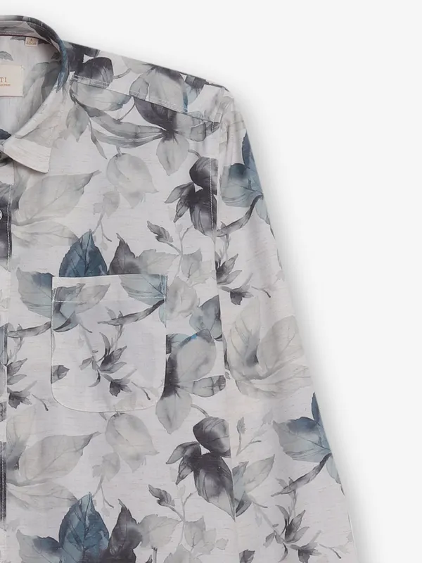 GIANTI beige printed cotton shirt for men