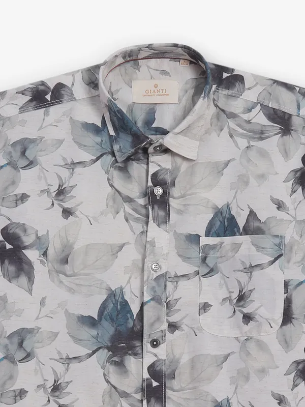 GIANTI beige printed cotton shirt for men
