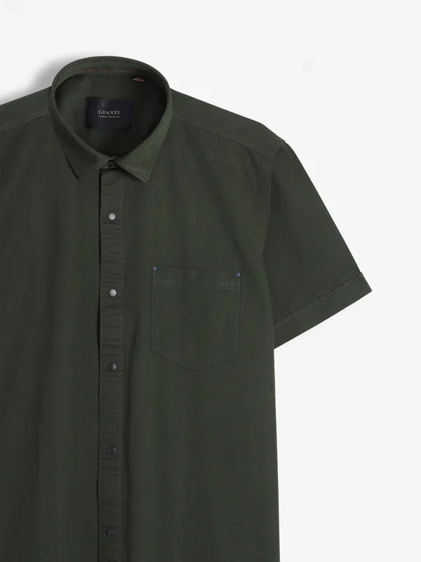 GIANTI black green plain cotton shirt