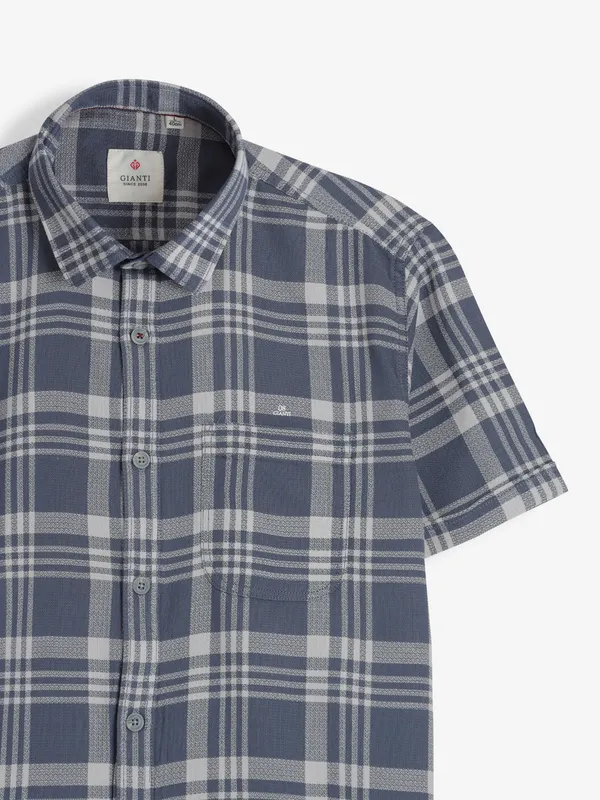 GIANTI blue checks casual cotton shirt