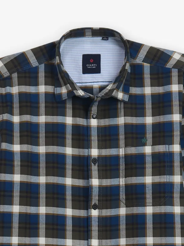 GIANTI blue checks cotton casual shirt
