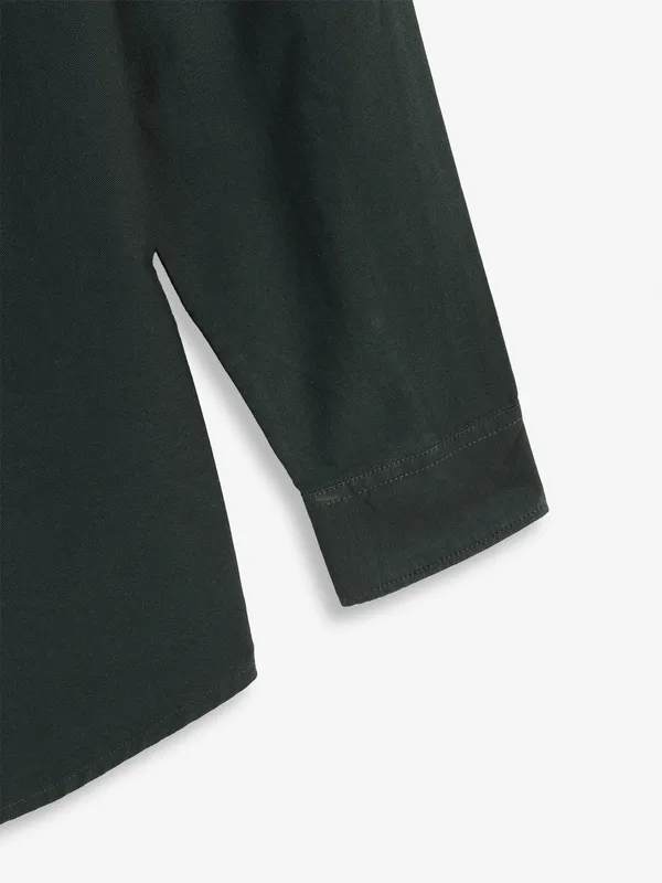 GIANTI bottle green plain cotton shirt
