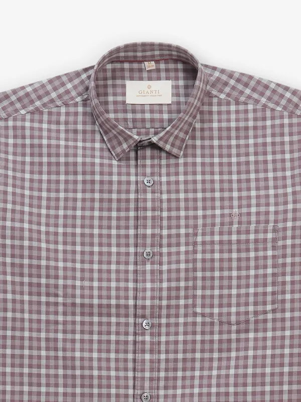 GIANTI brown checked cotton shirt