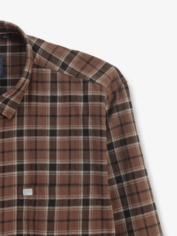 GIANTI brown checks cotton shirt