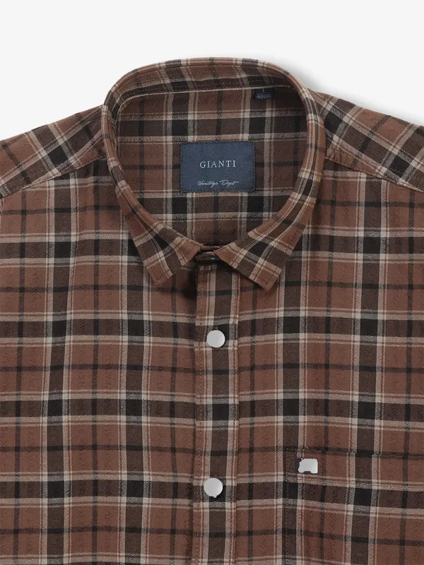 GIANTI brown checks cotton shirt