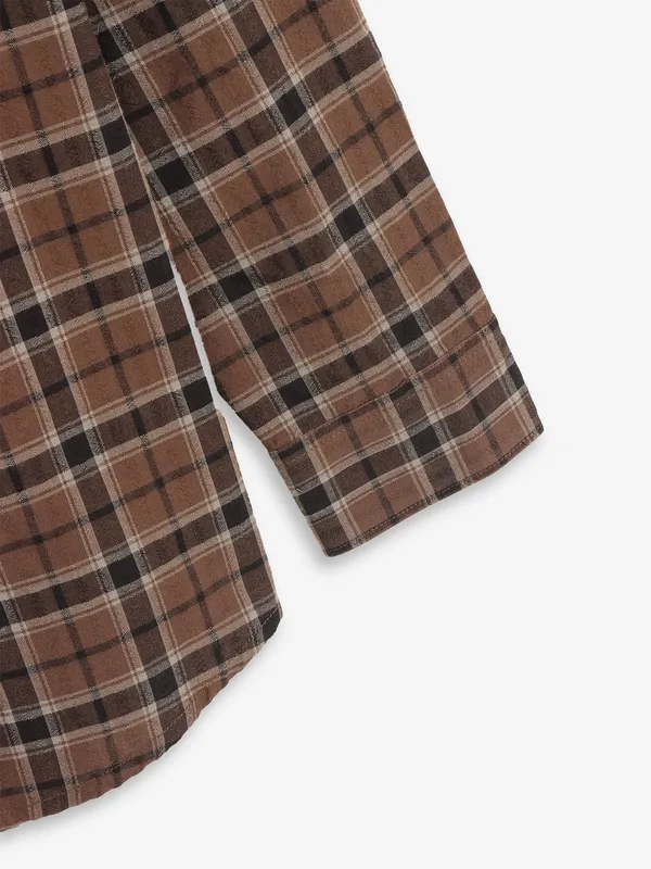 GIANTI brown checks cotton shirt