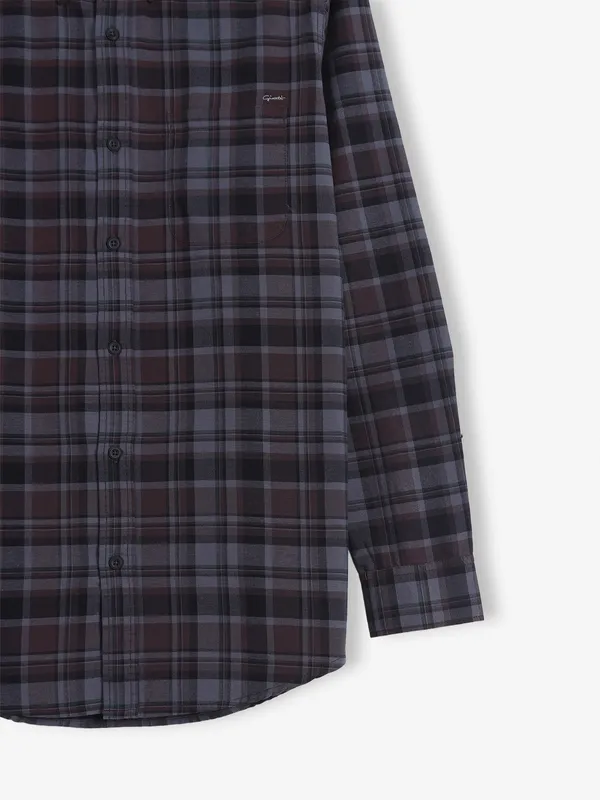 GIANTI brown cotton checks shirt