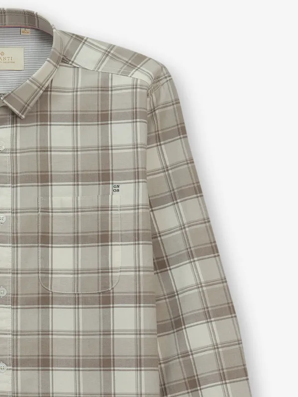 GIANTI checked beige cotton shirt