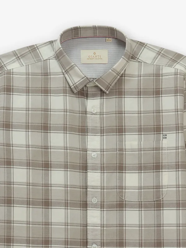 GIANTI checked beige cotton shirt