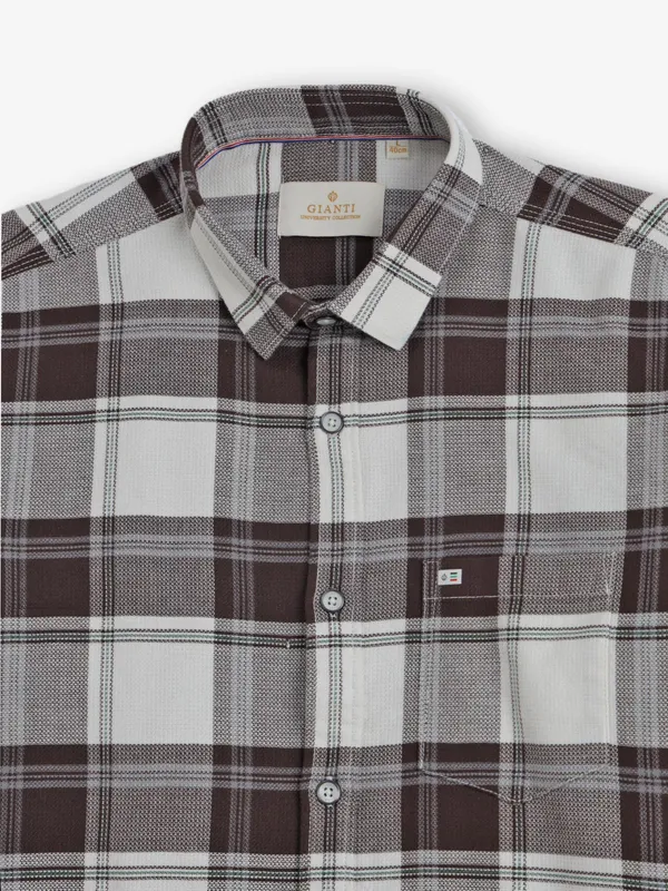 GIANTI checked cotton shirt in beige and wine