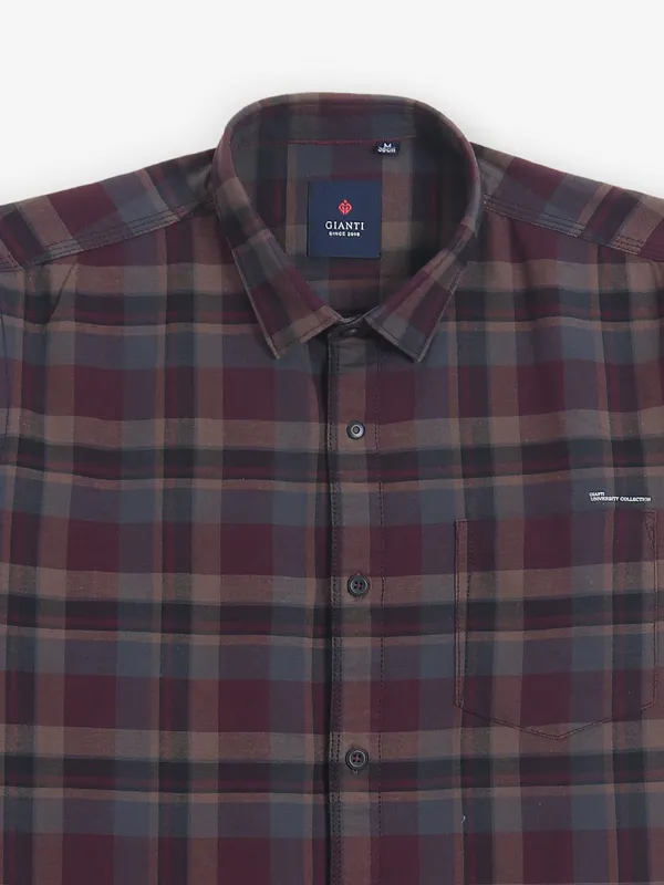 GIANTI checked wine cotton shirt