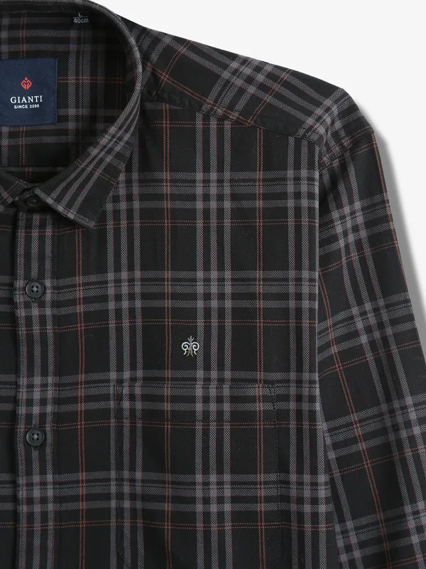 GIANTI checks black cotton shirt