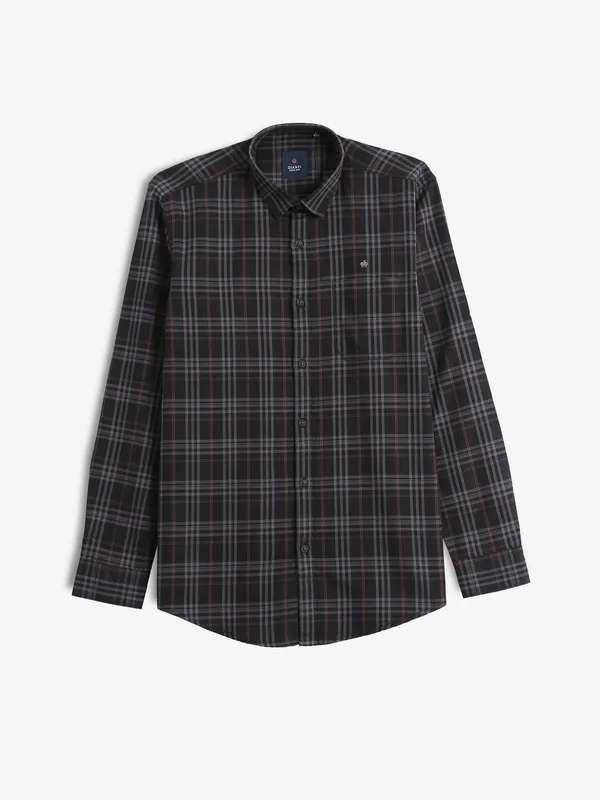 GIANTI checks black cotton shirt