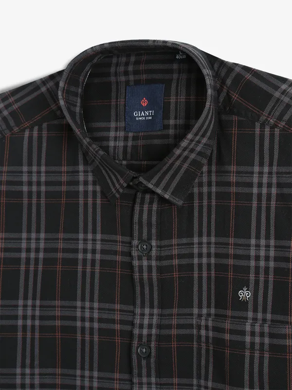 GIANTI checks black cotton shirt
