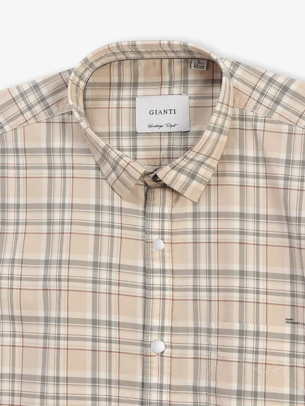 GIANTI checks cream cotton shirt