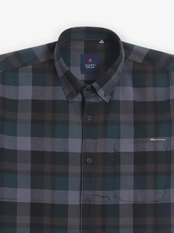 GIANTI checks green cotton shirt