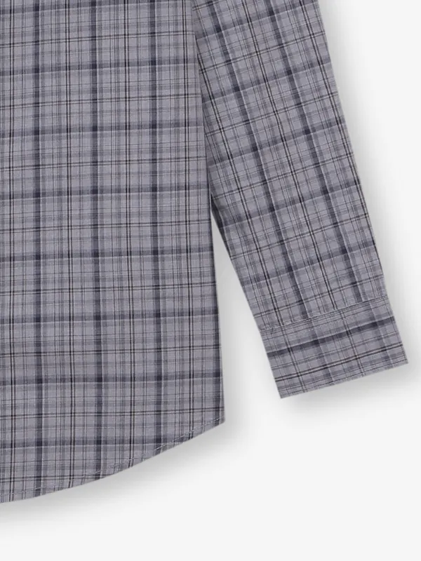 GIANTI checks grey cotton button down collar sirt