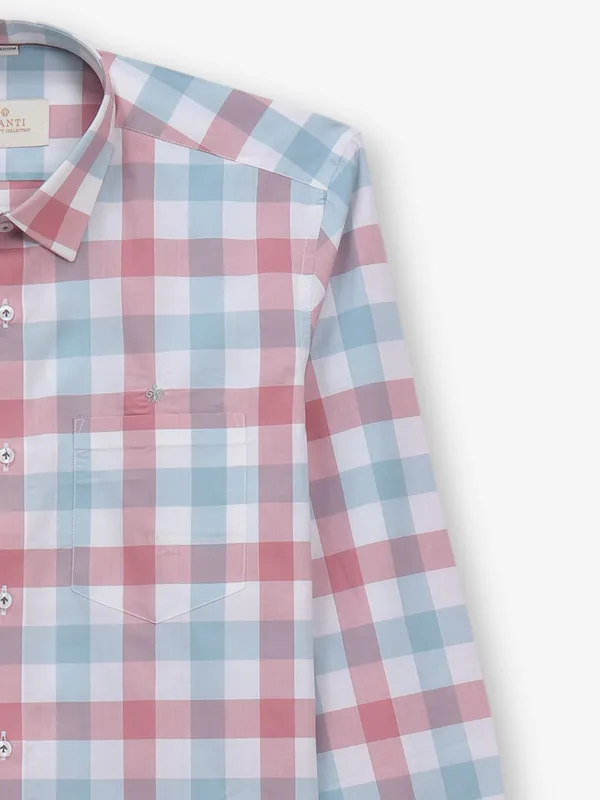 GIANTI checks onion pink cotton shirt