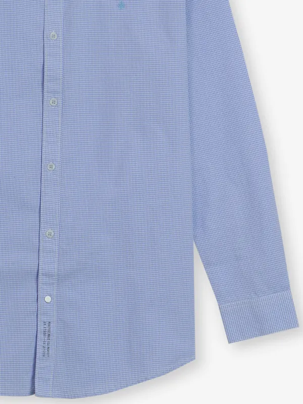 GIANTI checks sky blue cotton shirt