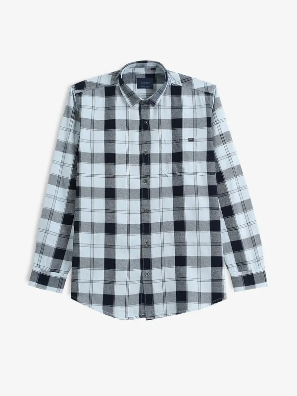 GIANTI checks white and navy cotton shirt