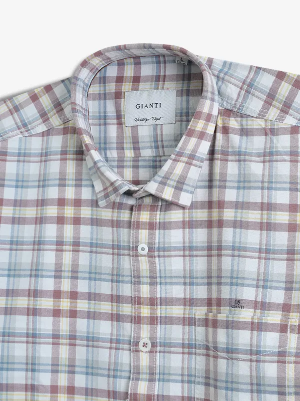 GIANTI checks white cotton shirt